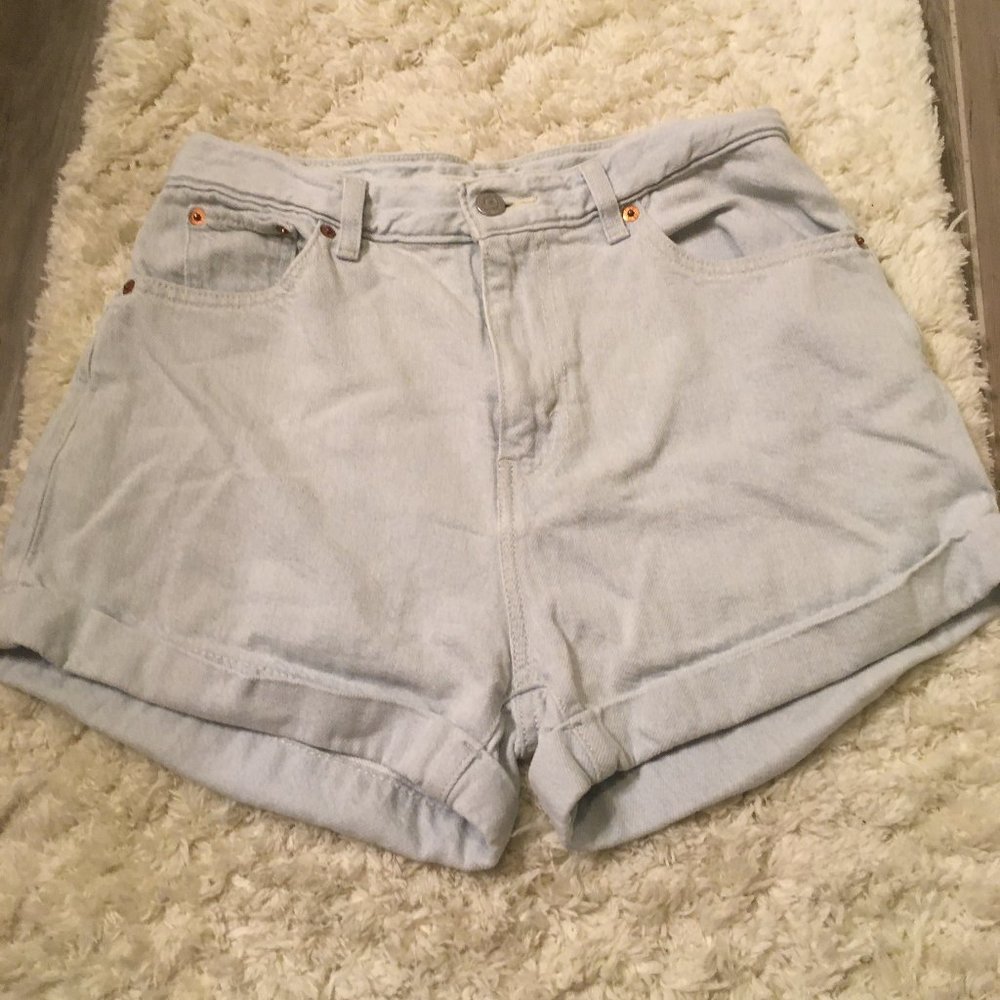 Levi’s High Waisted Light Wash Denim A-Line Mom Shorts